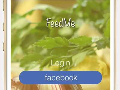 FeedMe Login Page facebook flat design food in ios ios7 iphone login sign sign up transparent yellow