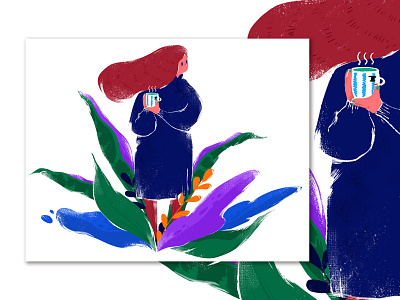 My new dress design girl illustration illustrator illustrator art plant teacup ui