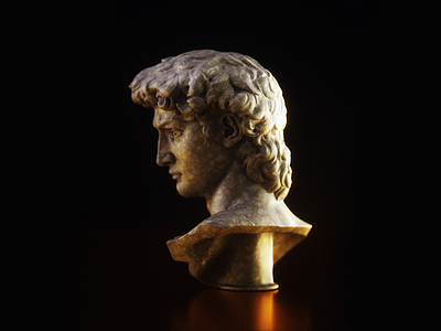 Head of Michelangelo's David B 3d animation animation art c4d design digitalart head lights marble motion art octane statue