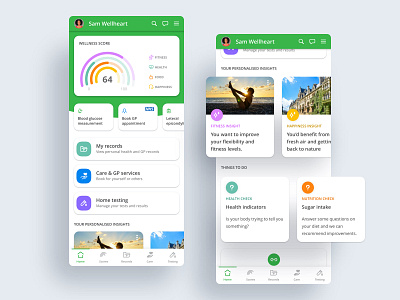 Wellness and Health App app design card design fitness app tracker app ui design ux design wellness app