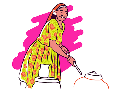 Indian women illustration bright color illustration folk women folk women illustration green and pink illustration indian illustration indian women