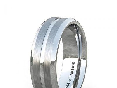 CLASSIC 8MM TUNGSTEN RING BRUSHED WITH CENTER GROOVE