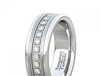 8MM CLASSIC TUNGSTEN CARBIDE RING STACKED CUBIC ZIRCON POLISHED blue tungsten wedding bands brown tungsten ring