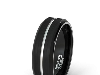 8MM BLACKTUNGSTEN RING BRUSHED WITH WHITE CENTER GROOVE brown cz ring men wedding ring tungsten