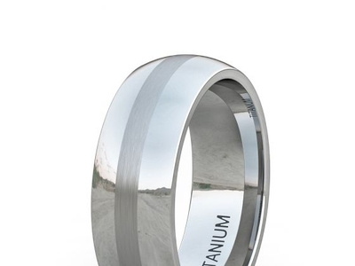 CLASSIC MENS WEDDING BAND POLISHED WITH BRUSHED INLAY