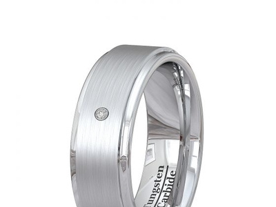 8MM TUNGSTEN RING BEVELED EDGE BRUSHED SURFACE