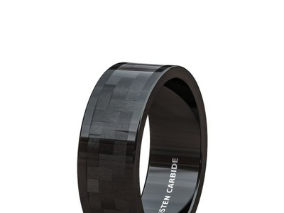 8MM BLACK CARBON FIBER WITH TUNGSTEN RING FLAT