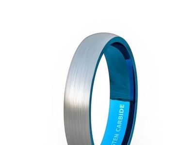 TUNGSTEN RING 4MM OUTSIDE BRUSHED DOME INSIDE BLUE titanium wedding bands for men tungsten rings