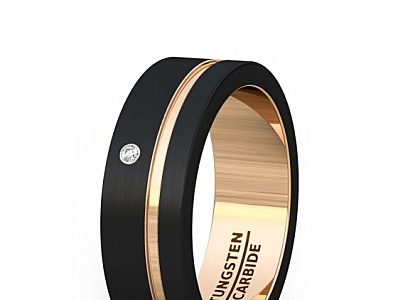 8MM BLACK BRUSHED TUNGSTEN RING THIN SIDE ROSE GOLD GROOVE blue wedding bands for him engraved tungsten ring