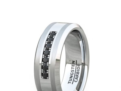 8MM TUNGSTEN CARBIDE RING BLACK CUBIC ZIRCON titanium wedding bands for men tungsten wedding rings for men