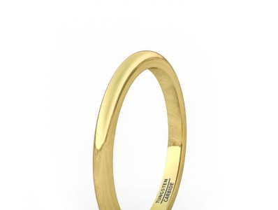 18K PLATED YELLOW GOLD 2MM TUNGSTEN RING POLISHED DOME