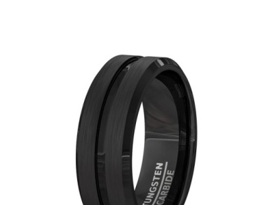 FASHION RINGS 8MM BLACKTUNGSTEN RING BRUSHED WITH CENTER GROOVE