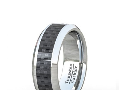 FASHION RING 8MM BLACKCARBON FIBER POLISHED tungsten rings tungsten wedding rings for men
