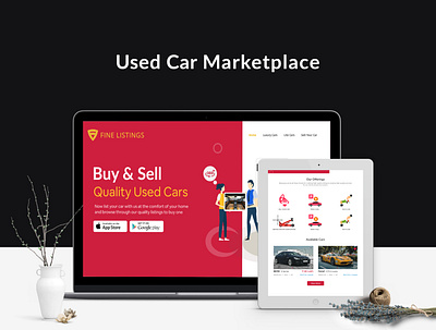 Luxury Used Car Marketplace design illustration ui website welcome page