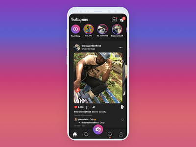 Instagram Redesign - Homepage animation app dahnteyy design flat icon illustration interaction logo typography ui ux