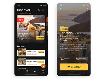 Travel App UI - Home page and Preview