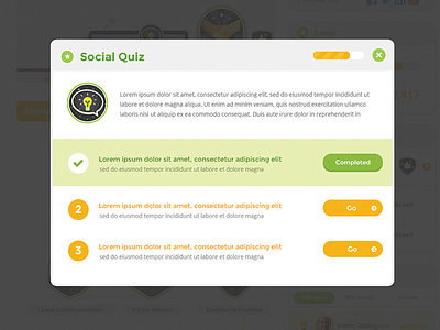 Completed Quiz game gamification popup quiz