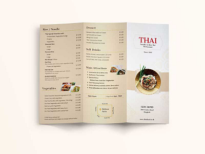 Thai Restaurant Menu brochure design menu printing thai tri fold