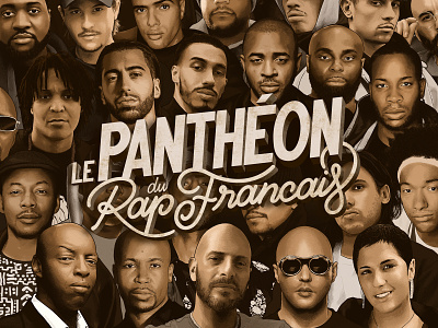Le Panthéon du rap français french rap illustration illustrations lettering music pantheon portrait portraits rap redbull type typogaphy wall of fame