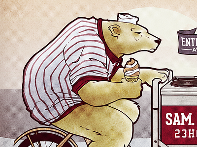 Polar bear bear bike character character design flyer ice cold ice cream illustration polar sunlight