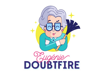 Logo Eugénie Doubtfire character design illustration logo