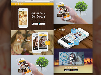 App Landing Page app brown browser chat fullwidth illustrated ios landing page one page photo scrol web design