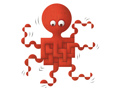 Octopus digital editorial illustration icon illustration