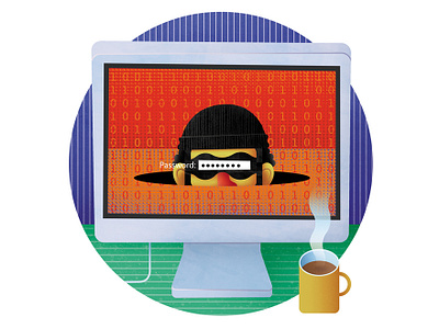 Password Thief computer digital editorial illustration icon identity illustration security spot illustration