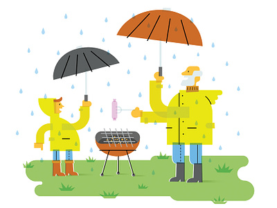 Rain digital family icon illustration people spot illustration