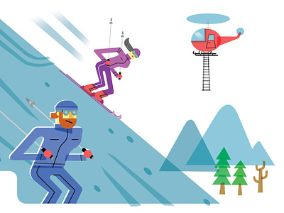Skiing digital editorial illustration icon illustration sport spot spot illustration vignette