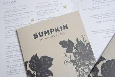 Bumpkin design graphic design menu design