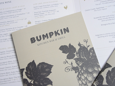 Bumpkin design graphic design menu design