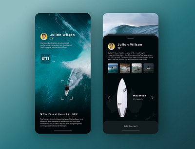 DUOTONE (The Surfers Store) - App Design app blue branding cart dailyui design ios mobile app sea shopping sport surf surfer surfing ui ux wave