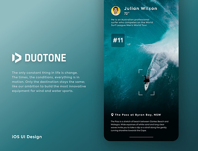 DUOTONE (The Surfers Store) - App Design app blue brand cart dailyui design duotone ios mobile app shopping shopping cart sport surf surfers surfing ui ux wave
