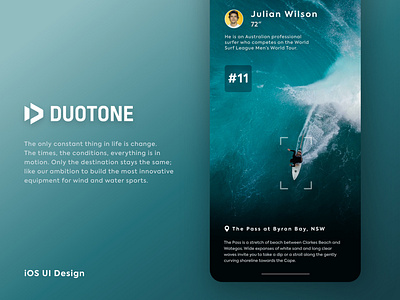 DUOTONE (The Surfers Store) - App Design app blue brand cart dailyui design duotone ios mobile app shopping shopping cart sport surf surfers surfing ui ux wave