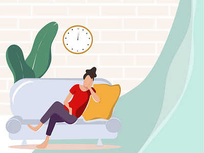 Sitting at home - Flat people illustration