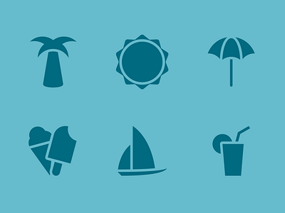 summer icons beach boat cocktails design icecream icon illustration logo palm tree summer sun umbrella vector