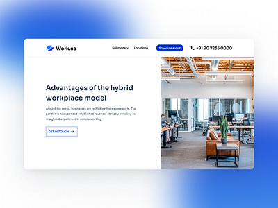 Landing page for co-working space