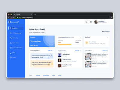 Intranet Portal for Jenspark consultancy dashboard intranet portal ui ux