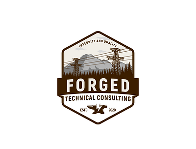 Forged 1 branding contruction fiber illustration logo logo design mountain retro sky tower vector vintage