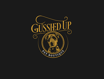 Gussied Up boutique dog gold hipster illustration logo logo design pet petshop unique vector