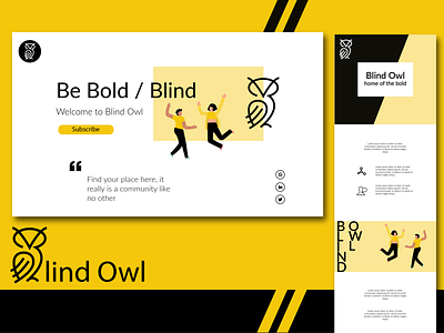 Blind Owl Landing Page black design flat design illustrations ui uidesign web design yellow