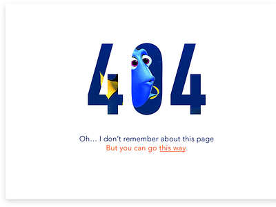 Daily UI 008 - Not found 404 page 404 not found 404 page animation design disney dory kids movie movie nemo pixar uidesign web design
