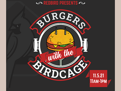 Burgers with the Birdcage burger illustration realtor