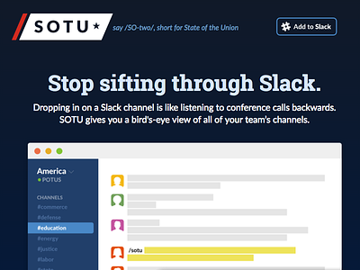 SOTU Landing Page branding landing page slack web design
