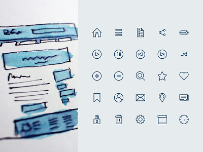 User Interface Icon Set (Line Style) account settings android app design flat icon icon set iconography iconography graphic music app ui userinterface userinterfacedesign ux web website