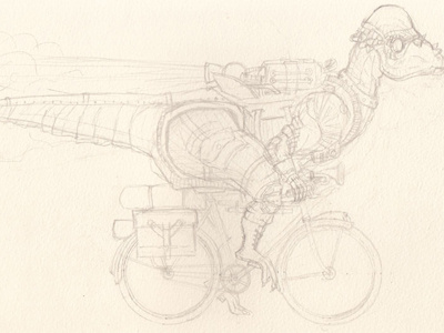 Dinobike Sketch bicycle bike dinosaur illustration pachycephalosaurus process sketch