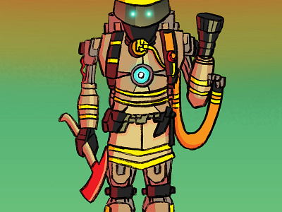 Robot 017 daily drawing drawing firefighter illustration photoshop robot robot firefighter sketch