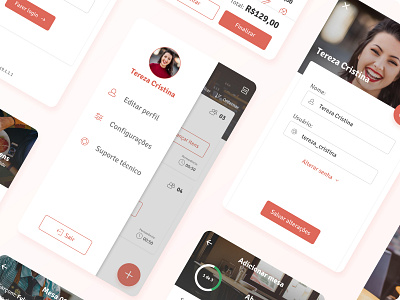 Edit profile | App for waiters app design food profile red ui ux waiter white