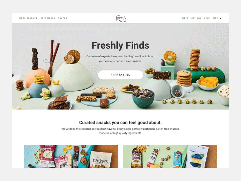 FreshlyFinds Exploration design ecommerce ui ux website